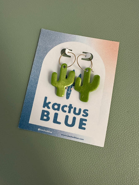Kactus Blue - Cactus Hoop Earrings