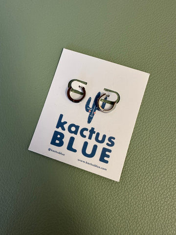 Kactus Blue - Sparkly Dainty Silver Hoop Earrings