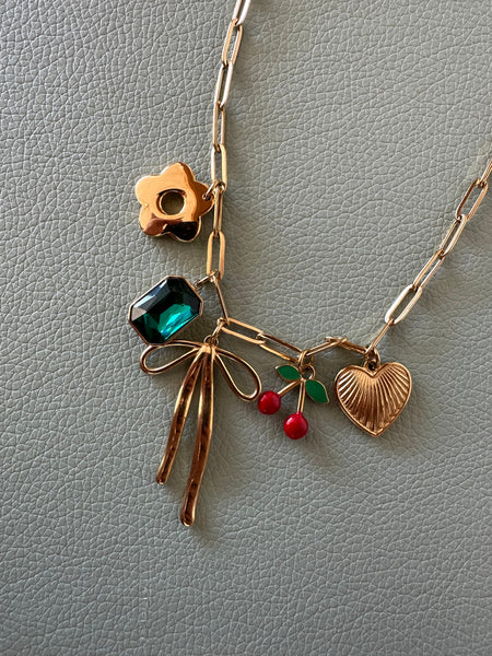 Kactus Blue - Cherry Charm Necklace