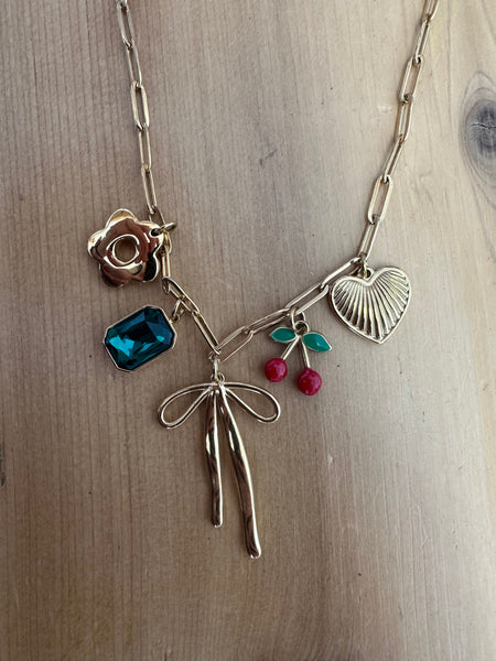 Kactus Blue - Cherry Charm Necklace