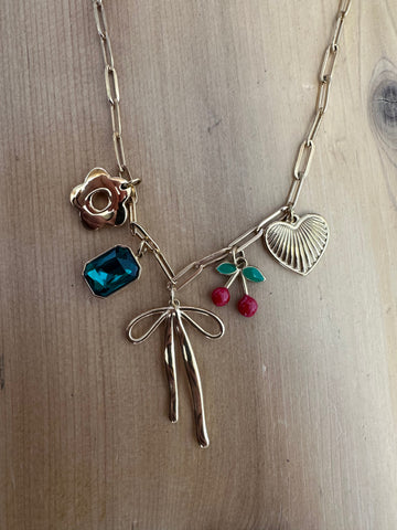 Kactus Blue - Cherry Charm Necklace