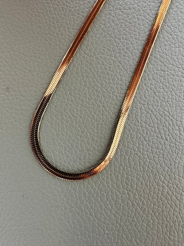 Kactus Blue - Herringbone Gold Chain Necklace