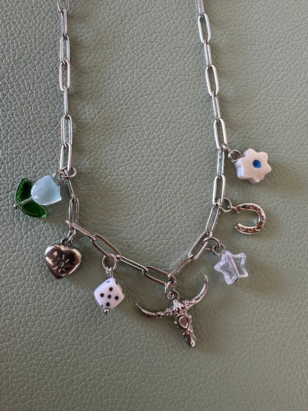 Kactus Blue - Western Chainlink Charm Necklace