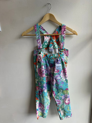Vintage Guess Orange Floral Denim Overalls | Girls Size 6