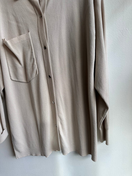 Zara Beige Long Sleeve Button up | Size Small