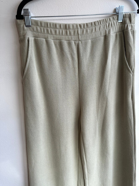 Sunshy - Sage Green Wide Leg Sweat Pants - Size Large
