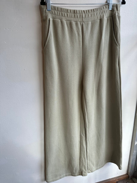 Sunshy - Sage Green Wide Leg Sweat Pants - Size Large