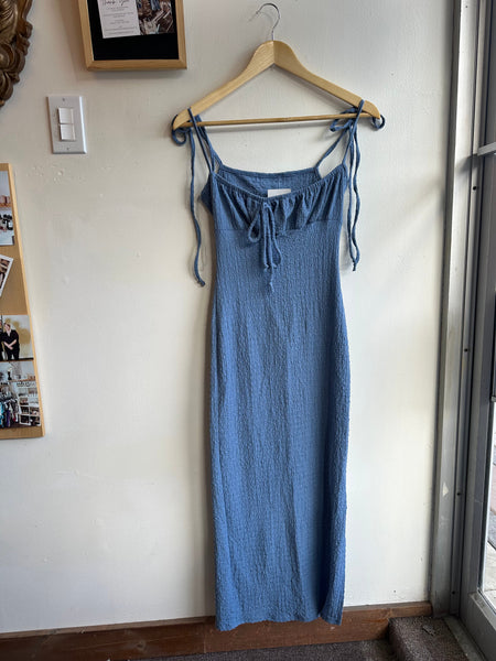 Light Blue Tiered Ruffle Maxi Dress | Size Small