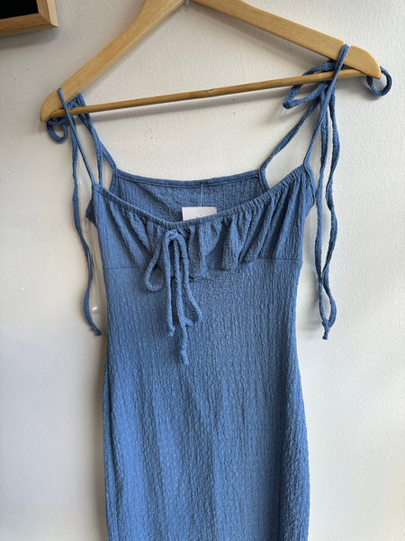 Light Blue Tiered Ruffle Maxi Dress | Size Small