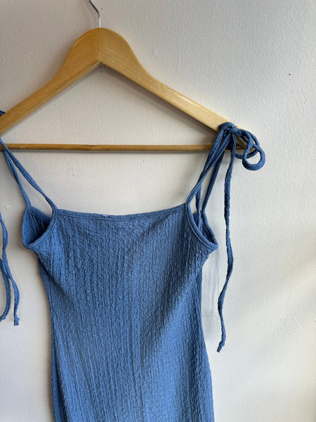 Light Blue Tiered Ruffle Maxi Dress | Size Small