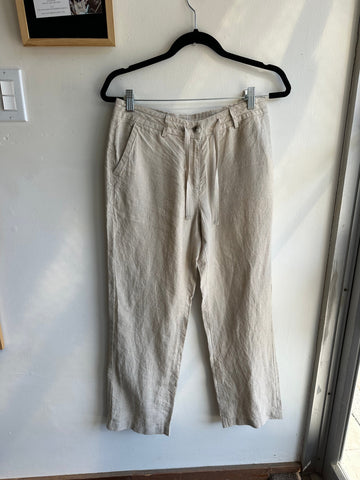 Linen Beige Relaxed Fit Trousers