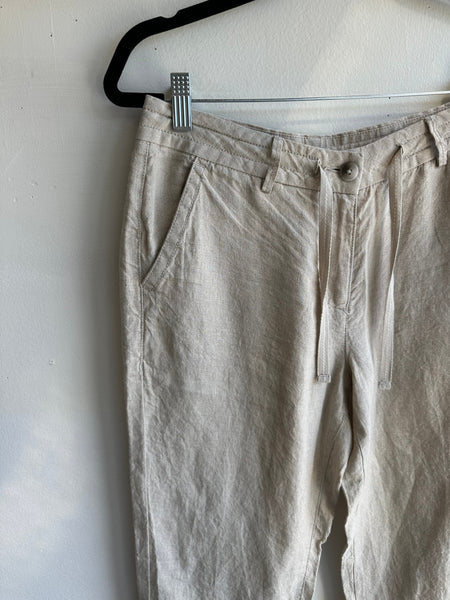 Linen Beige Relaxed Fit Trousers