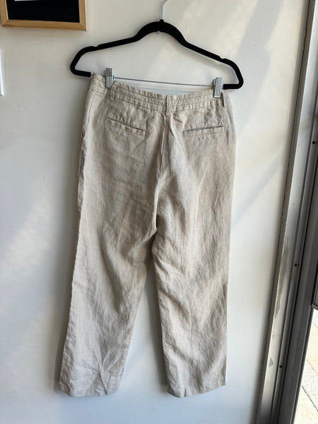 Linen Beige Relaxed Fit Trousers