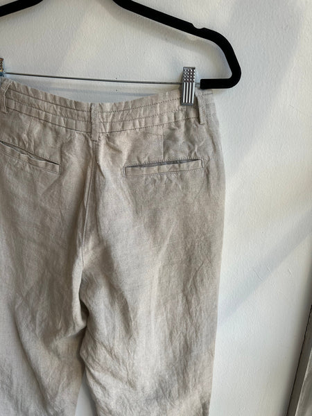 Linen Beige Relaxed Fit Trousers