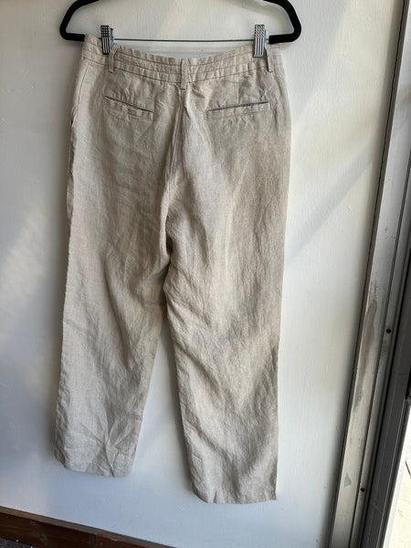 Linen Beige Relaxed Fit Trousers