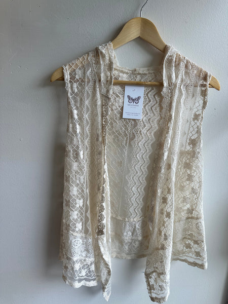 Lace Vest with Hood | Size Medium/Large