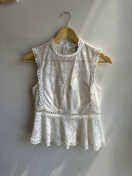 Wildfire Lace Peplum Tank Top | Size Small