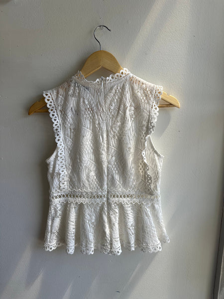 Wildfire Lace Peplum Tank Top | Size Small