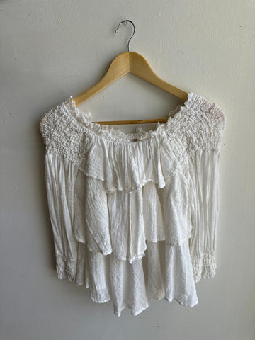 Vintage Off The Shoulder Flowy Boho Long Sleeve | Size Large