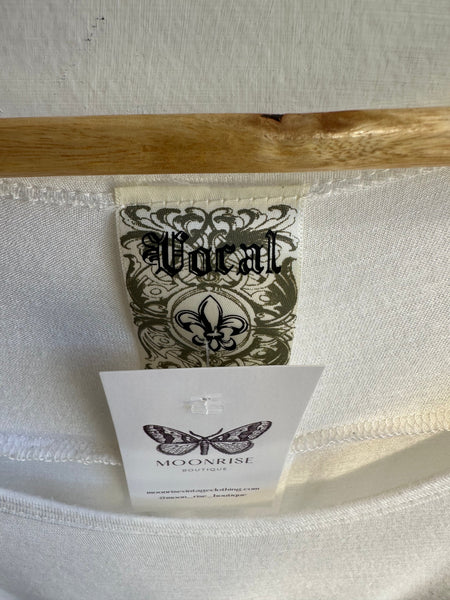 Vocal Boho Flowy White Bell Sleeve Top | Size Medium