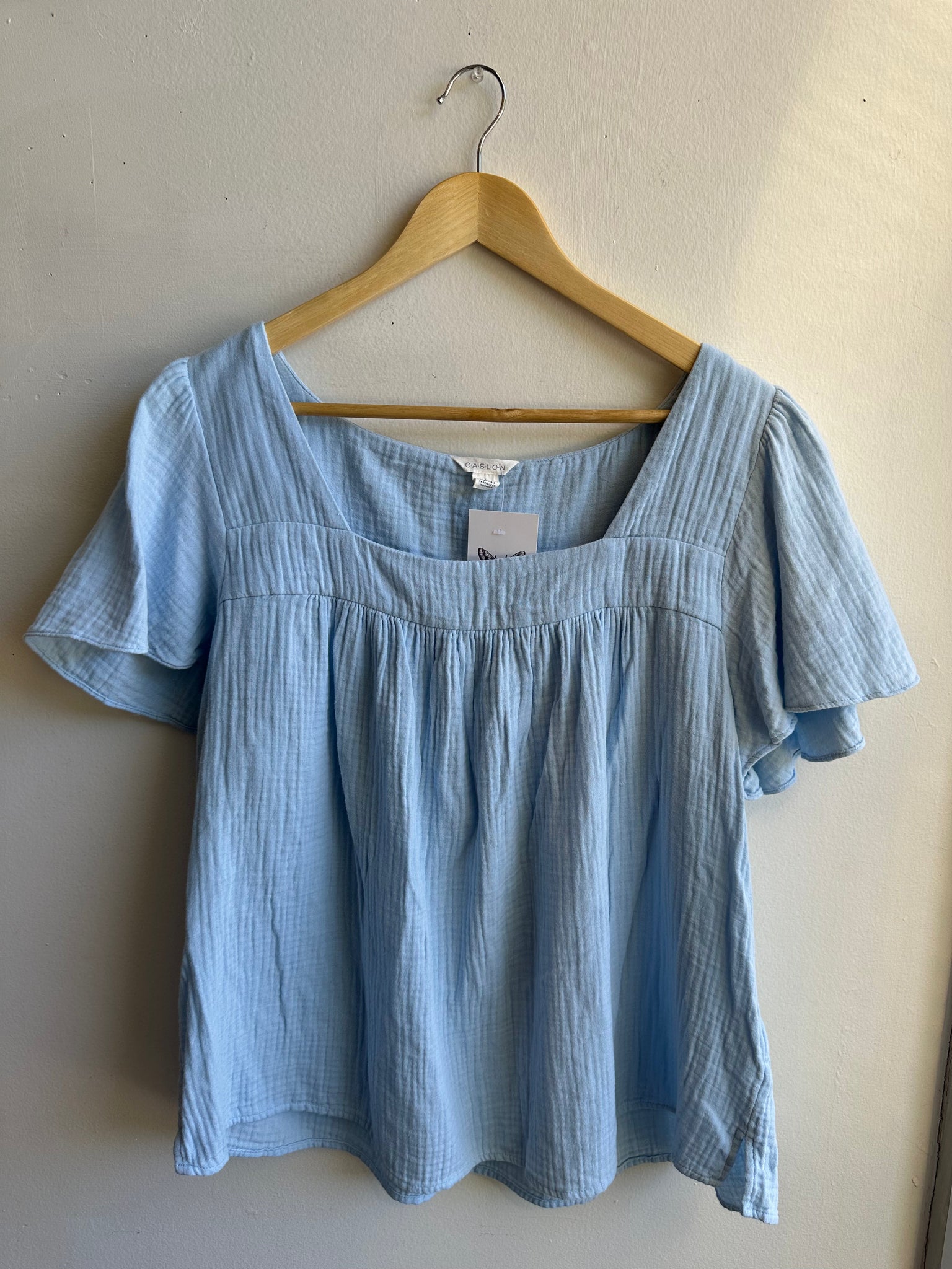 Caslon Blue Cotton Flowy Top | Size Large