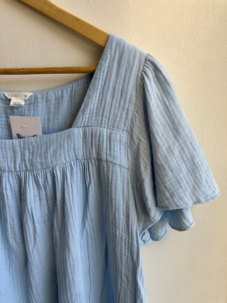 Caslon Blue Cotton Flowy Top | Size Large