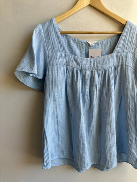 Caslon Blue Cotton Flowy Top | Size Large