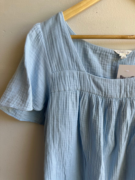 Caslon Blue Cotton Flowy Top | Size Large