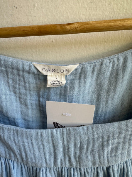 Caslon Blue Cotton Flowy Top | Size Large