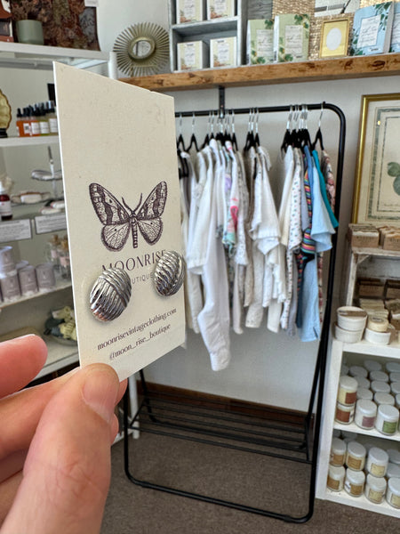 Vintage Silver Textured Statement Earrings