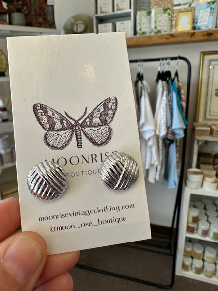 Vintage Silver Textured Statement Earrings