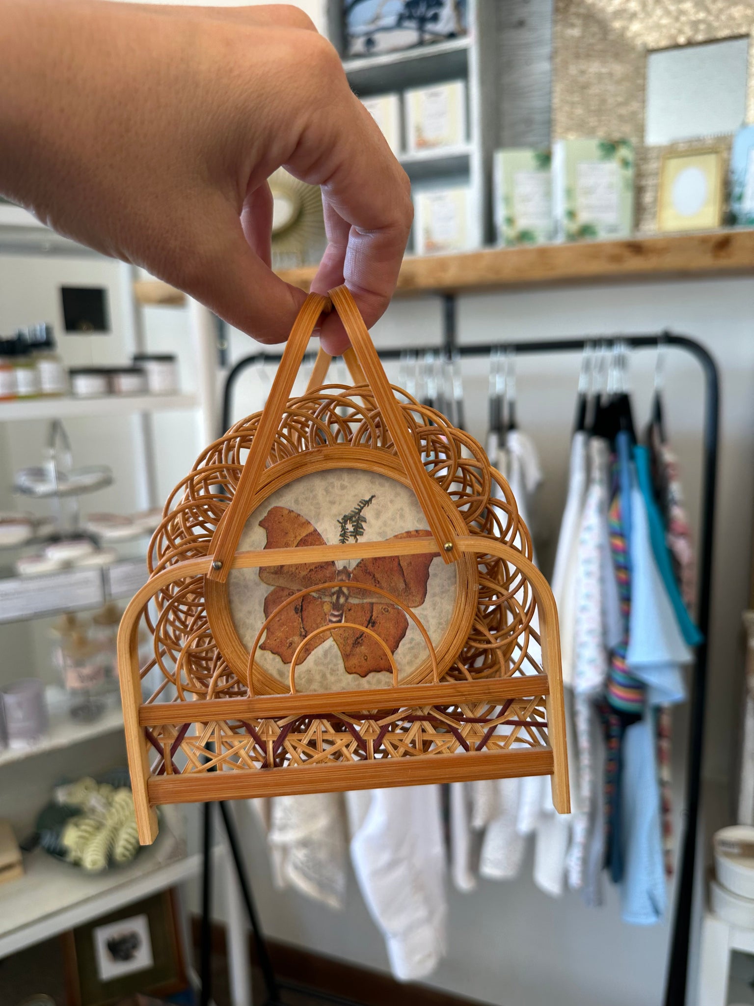 Vintage Rattan Butterfly Coaster Set