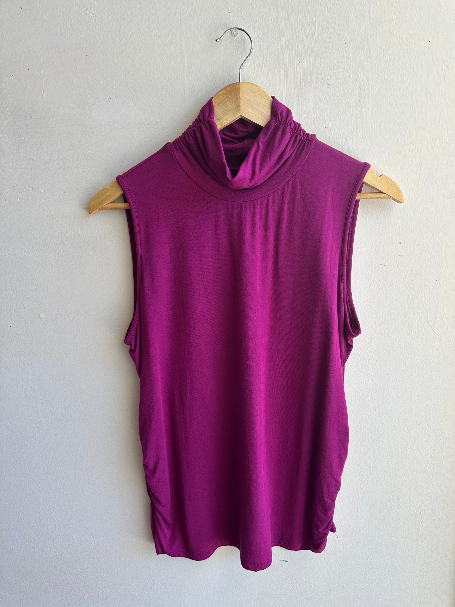 Cowl Neck Sleeveless Top | Size Large| Berry
