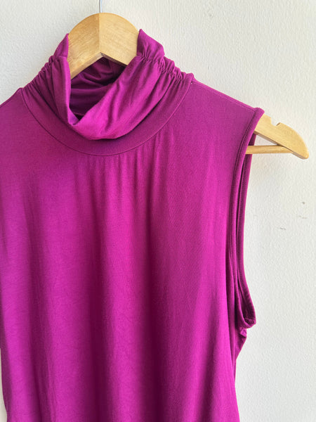Cowl Neck Sleeveless Top | Size Large| Berry