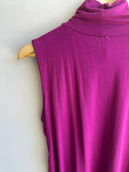 Cowl Neck Sleeveless Top | Size Large| Berry