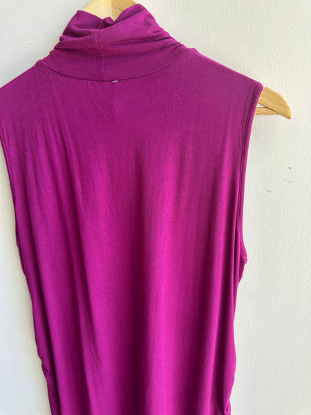Cowl Neck Sleeveless Top | Size Large| Berry