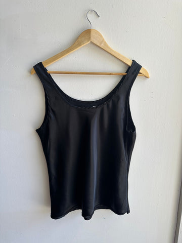Vintage Black Satin Tank Top | Size Medium