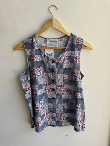 Vintage Floral Patchwork Pattern Tank Top | Size 6 | Made in Canada
