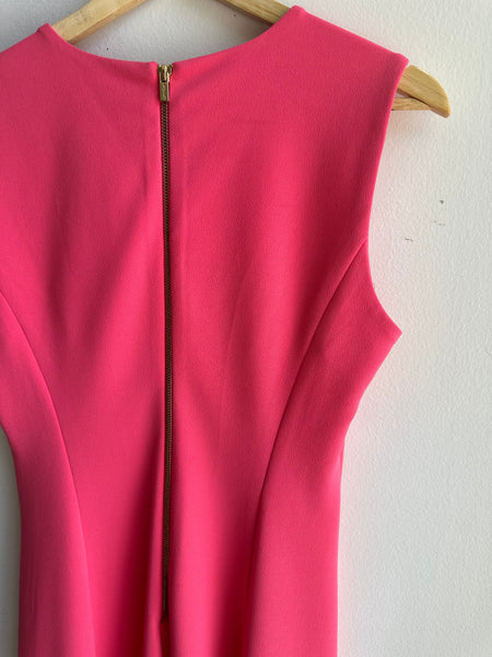 Calvin Klein Fitted Top A-Line Knee Length Dress | Size 8 | Coral