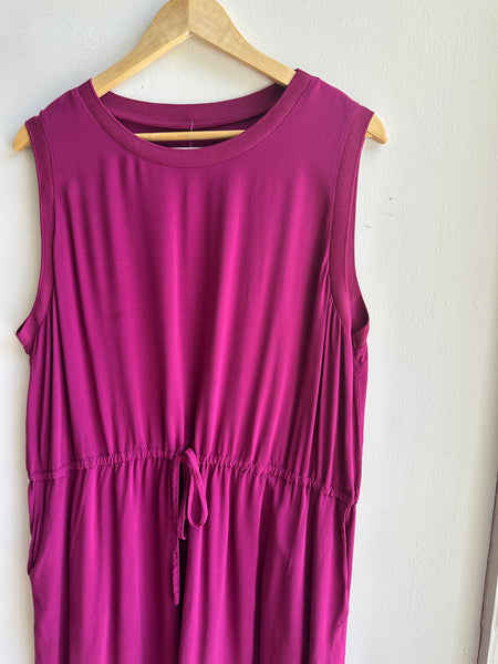 Everyday Lightweight Dress with Tie at Waist and Pockets | Berry | Size XXL