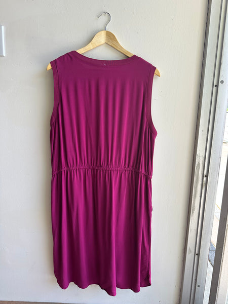 Everyday Lightweight Dress with Tie at Waist and Pockets | Berry | Size XXL
