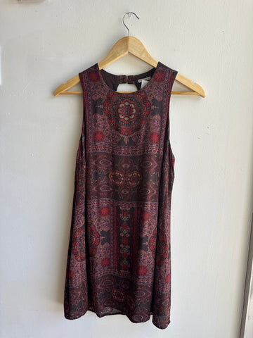 Ecoté Key Hole Back Boho Mini Dress | Size Small
