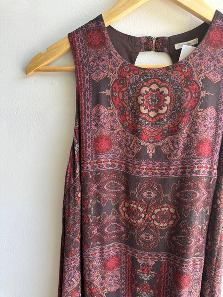 Ecoté Key Hole Back Boho Mini Dress | Size Small