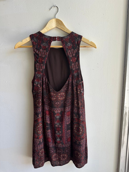 Ecoté Key Hole Back Boho Mini Dress | Size Small