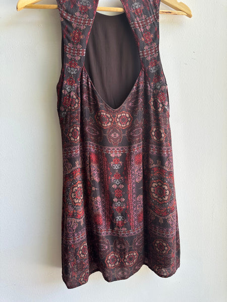 Ecoté Key Hole Back Boho Mini Dress | Size Small