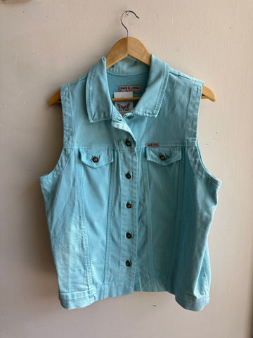Vintage Simon Chang Jeans Light Blue Denim Vest | Size Large