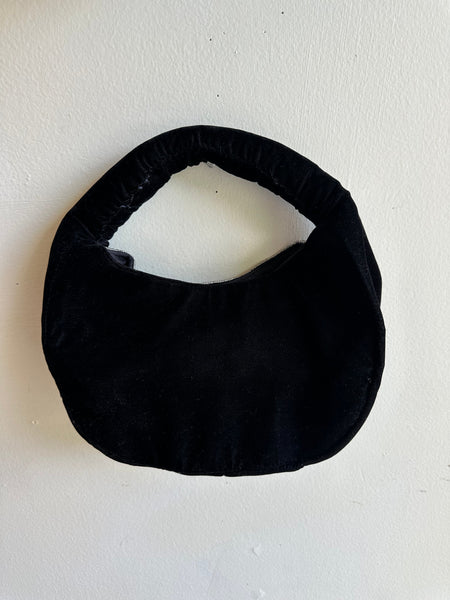 Velvety Black Beaded Sun + Moon Purse