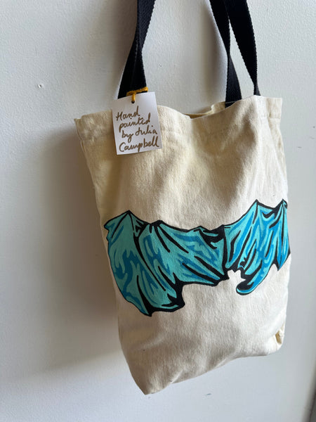 Mother Snake x Julia Campbell Handpainted Mountain Tote Bag | Blue
