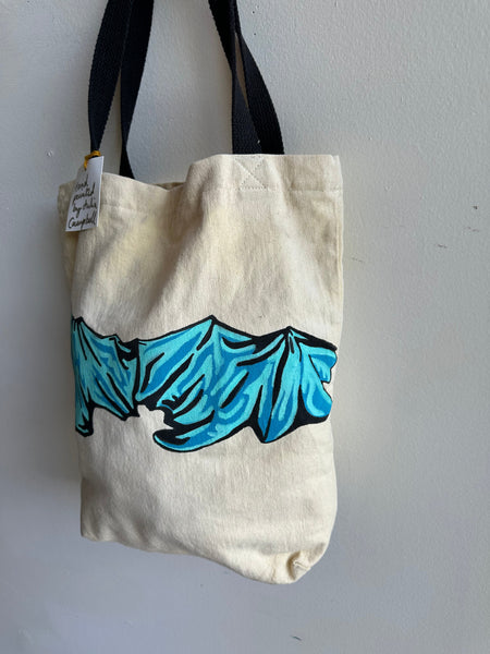 Mother Snake x Julia Campbell Handpainted Mountain Tote Bag | Blue