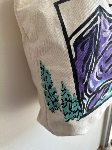 Mother Snake x Julia Campbell Handpainted Mountain Tote Bag | Purple/Blue